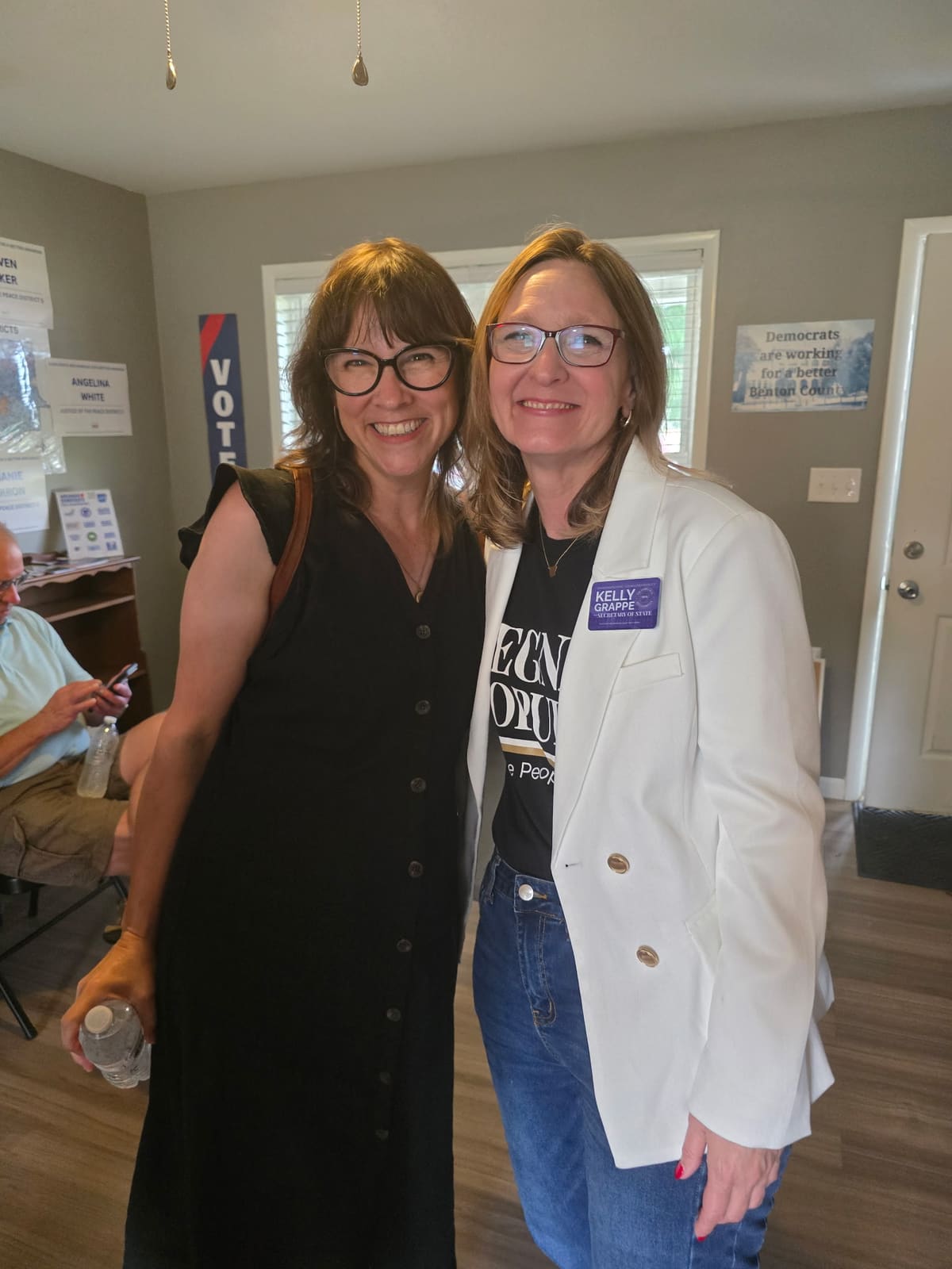 Kelly Grappe in Benton County, Arkansas — campaign photo Kelly Grappe, candidate for Arkansas Secretary of State, campaigning in Benton County, Arkansas