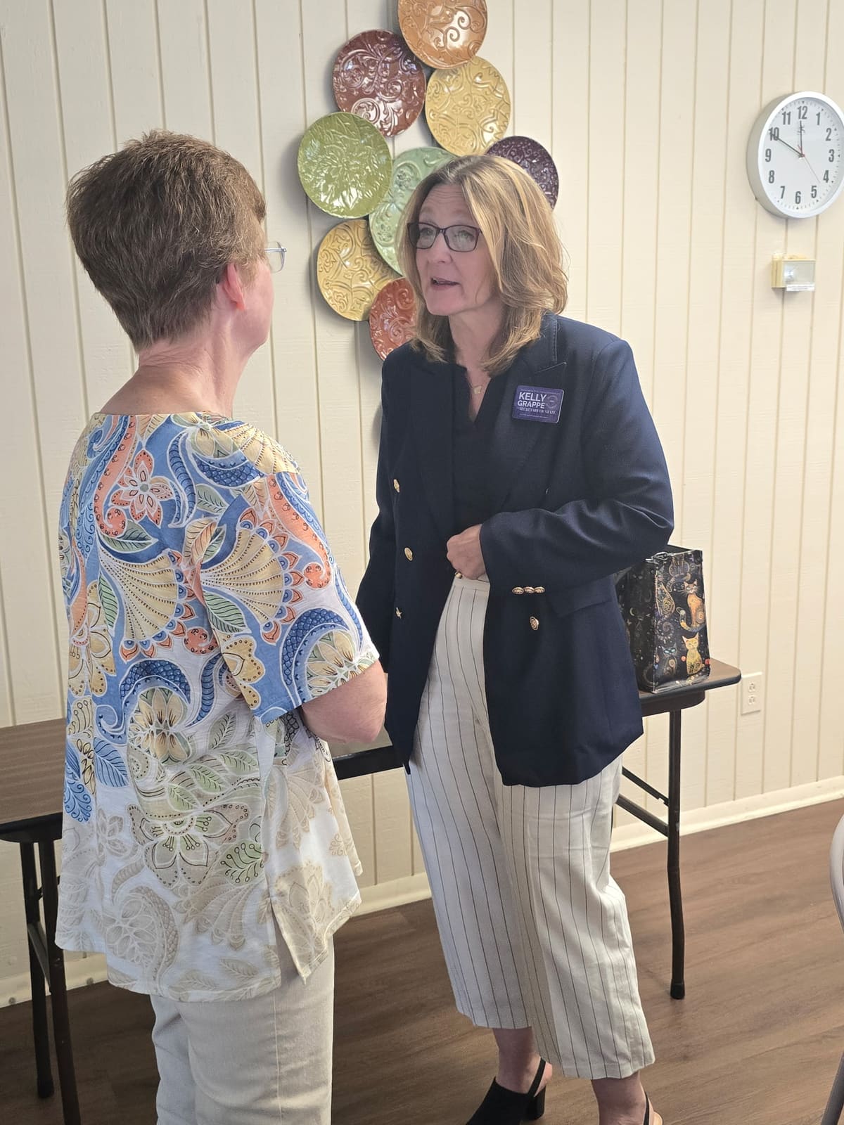 Kelly Grappe in Benton County, Arkansas — campaign photo Kelly Grappe, candidate for Arkansas Secretary of State, campaigning in Benton County, Arkansas
