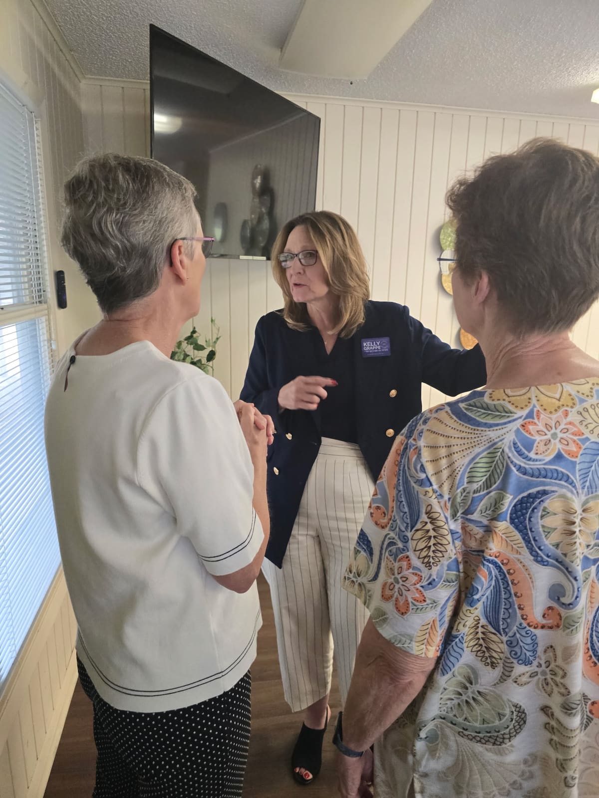 Kelly Grappe in Benton County, Arkansas — campaign photo Kelly Grappe, candidate for Arkansas Secretary of State, campaigning in Benton County, Arkansas