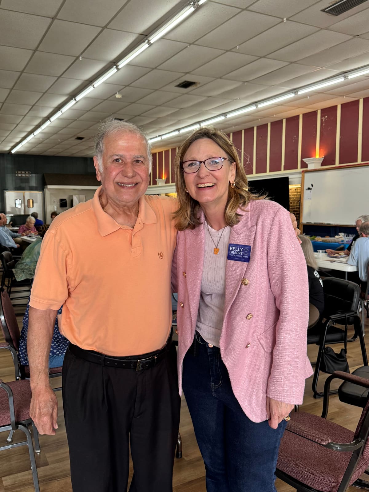 Kelly Grappe in Clark County, Arkansas — campaign photo Kelly Grappe, candidate for Arkansas Secretary of State, campaigning in Clark County, Arkansas