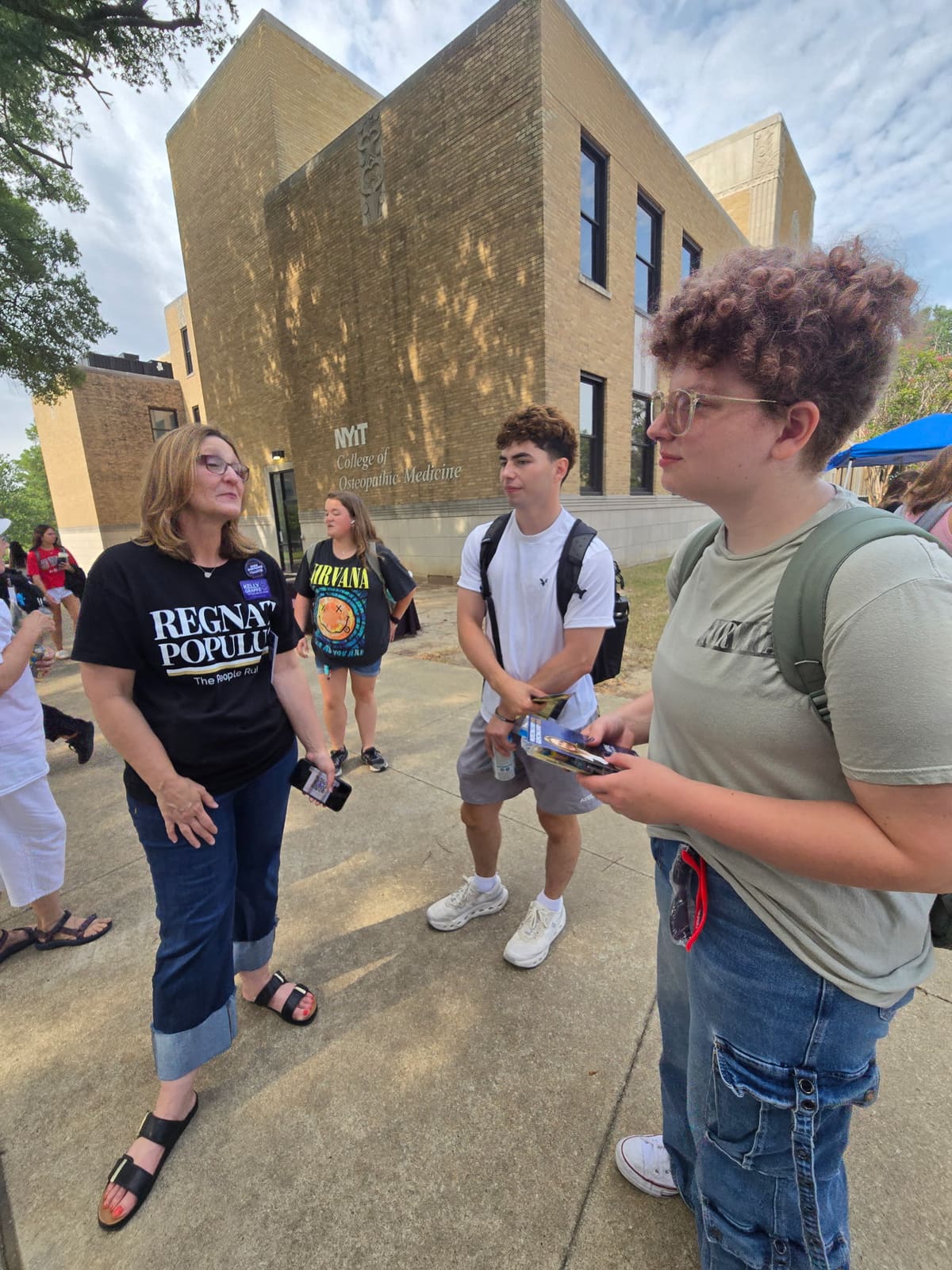 Kelly Grappe in Craighead County, Arkansas — campaign photo Kelly Grappe, candidate for Arkansas Secretary of State, campaigning in Craighead County, Arkansas