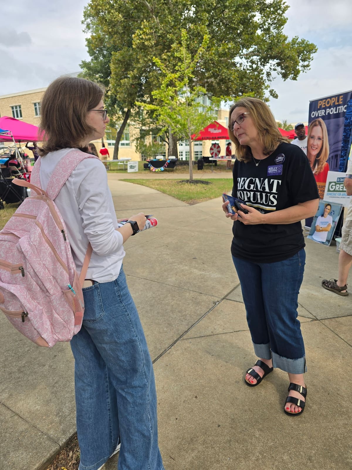 Kelly Grappe in Craighead County, Arkansas — campaign photo Kelly Grappe, candidate for Arkansas Secretary of State, campaigning in Craighead County, Arkansas