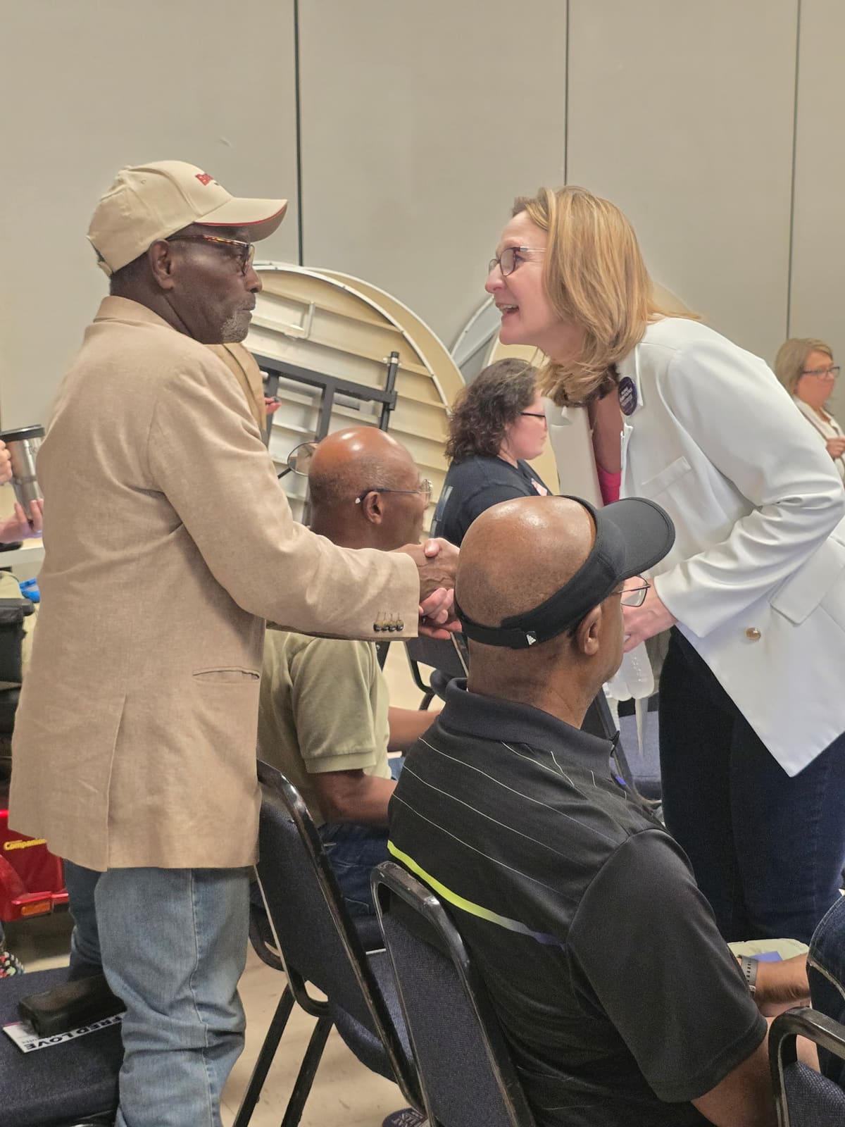 Kelly Grappe in Desha County, Arkansas — campaign photo Kelly Grappe, candidate for Arkansas Secretary of State, campaigning in Desha County, Arkansas