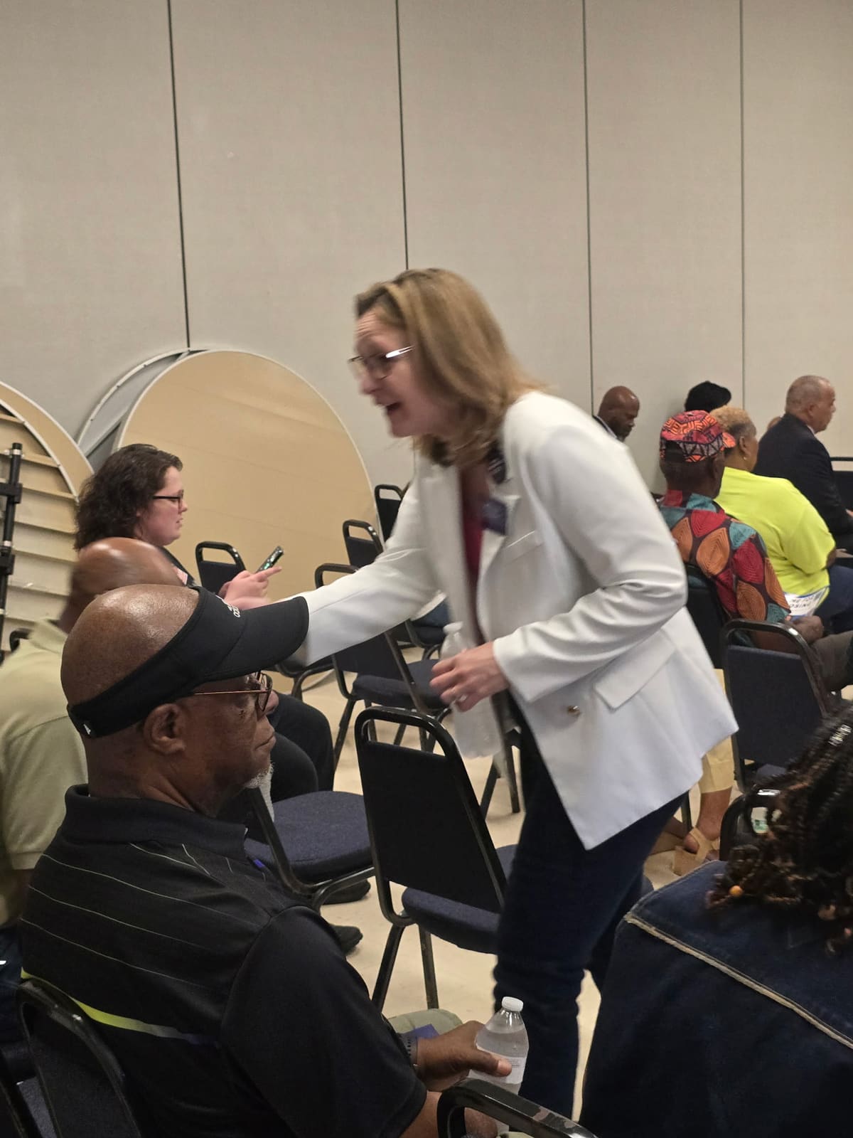 Kelly Grappe in Desha County, Arkansas — campaign photo Kelly Grappe, candidate for Arkansas Secretary of State, campaigning in Desha County, Arkansas