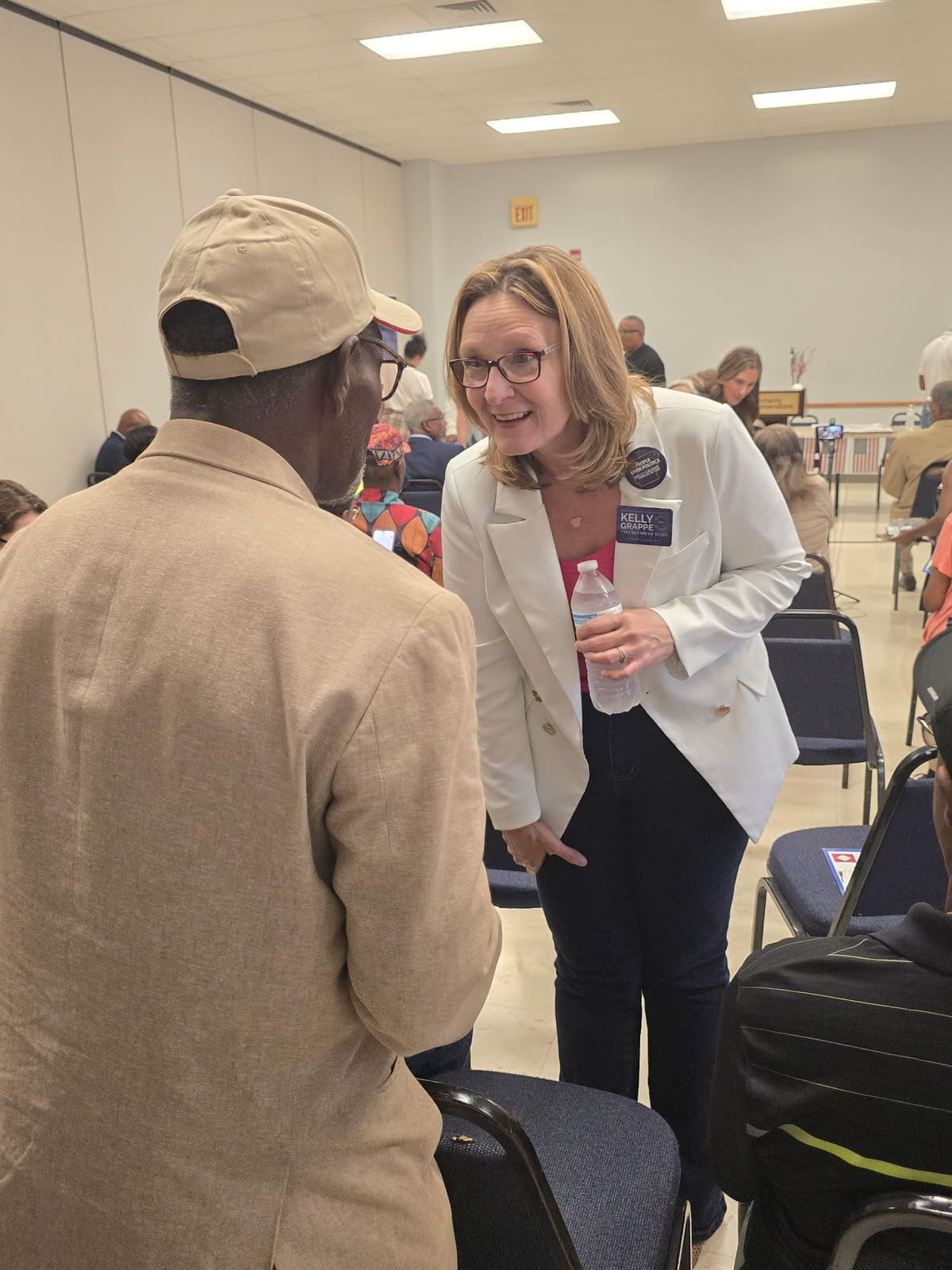 Kelly Grappe in Desha County, Arkansas — campaign photo Kelly Grappe, candidate for Arkansas Secretary of State, campaigning in Desha County, Arkansas