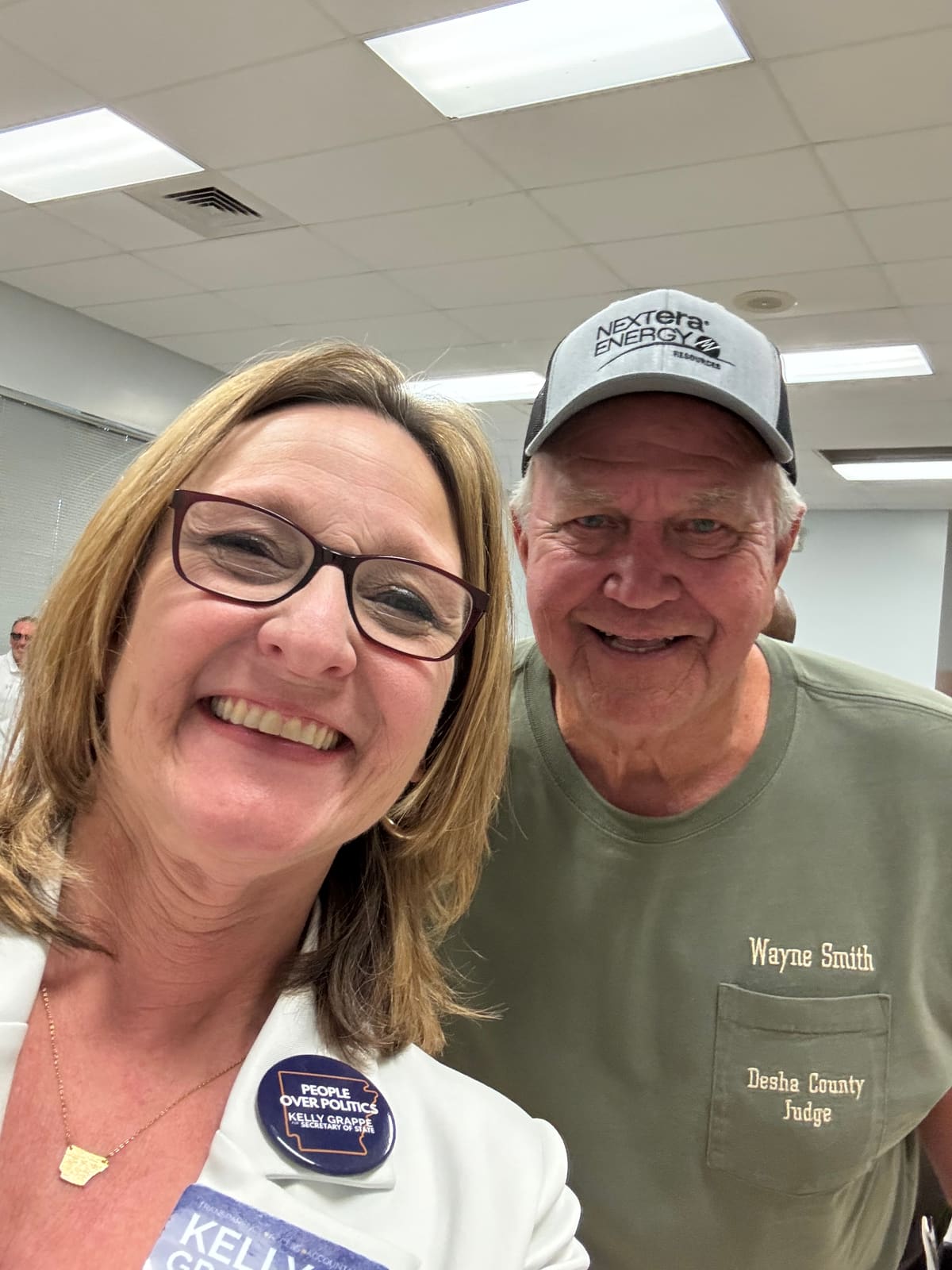 Kelly Grappe in Desha County, Arkansas — campaign photo Kelly Grappe, candidate for Arkansas Secretary of State, campaigning in Desha County, Arkansas