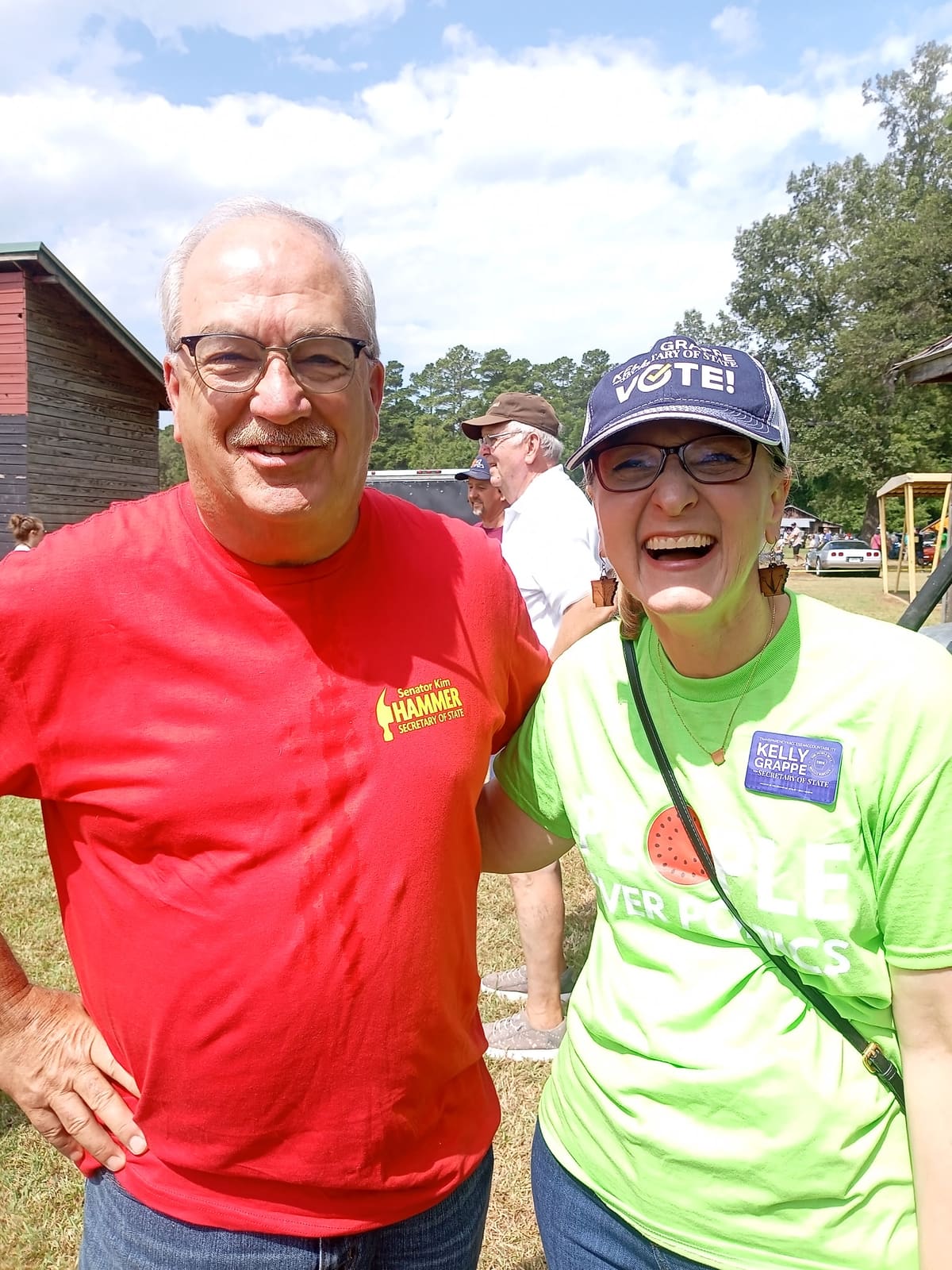 Kelly Grappe in Hempstead County, Arkansas — campaign photo Kelly Grappe, candidate for Arkansas Secretary of State, campaigning in Hempstead County, Arkansas