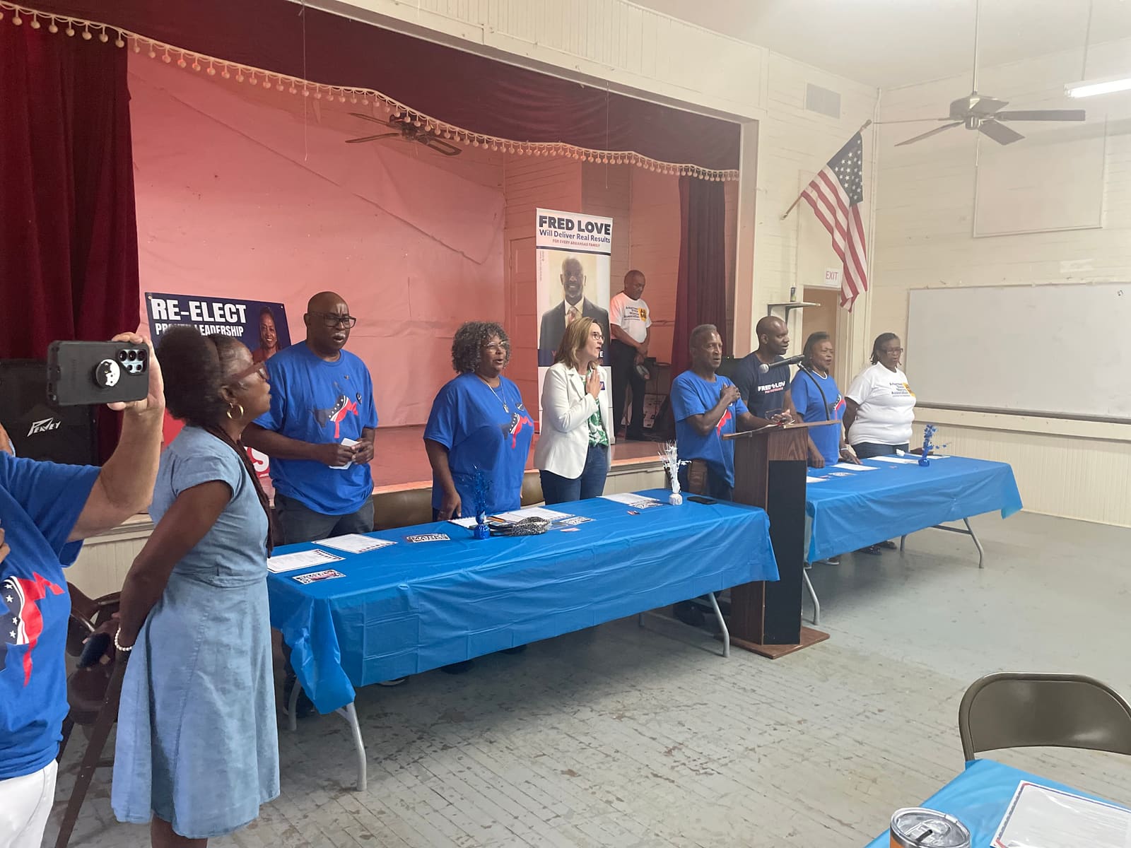 Kelly Grappe, candidate for Arkansas Secretary of State, campaigning in Howard County, Arkansas
