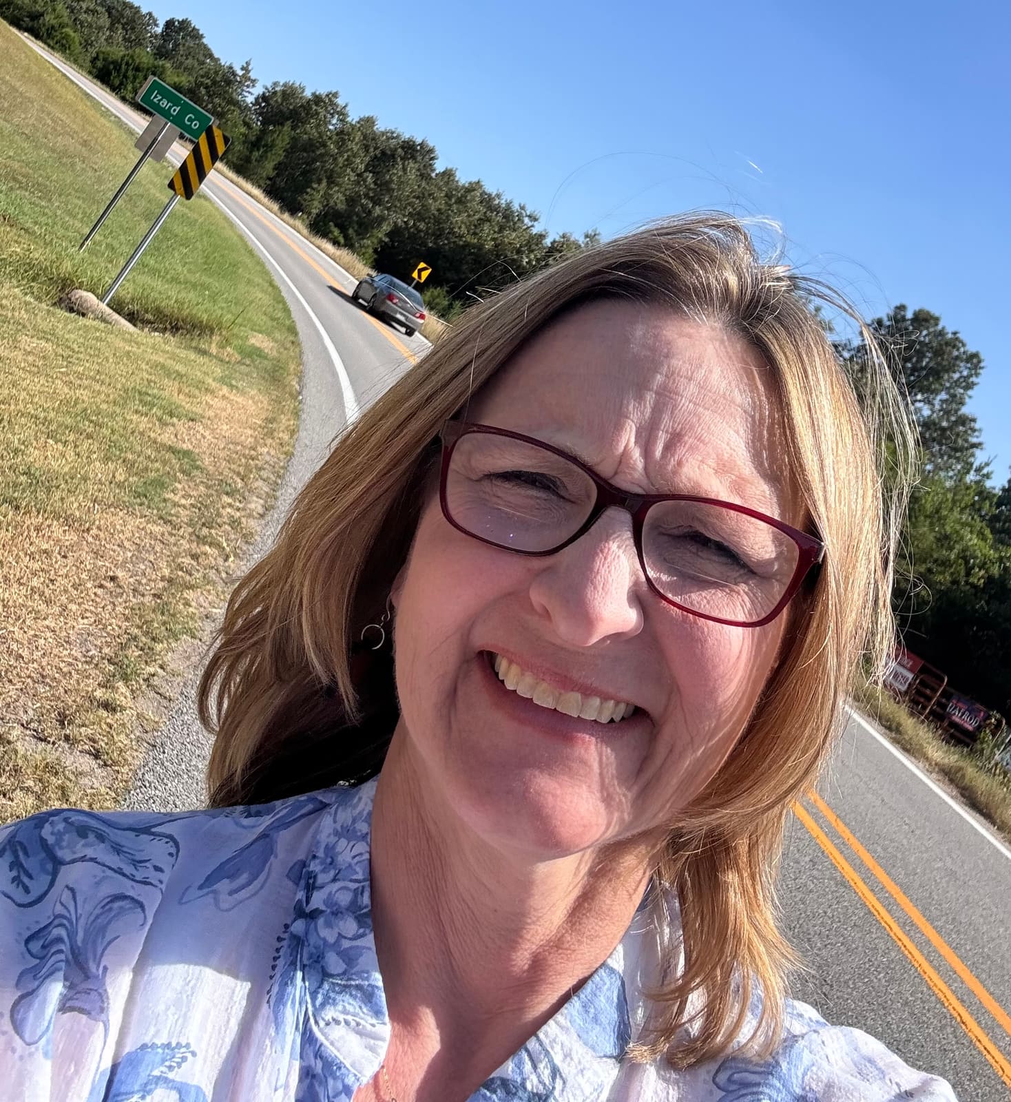 Kelly Grappe in Izard County, Arkansas — campaign photo Kelly Grappe, candidate for Arkansas Secretary of State, campaigning in Izard County, Arkansas