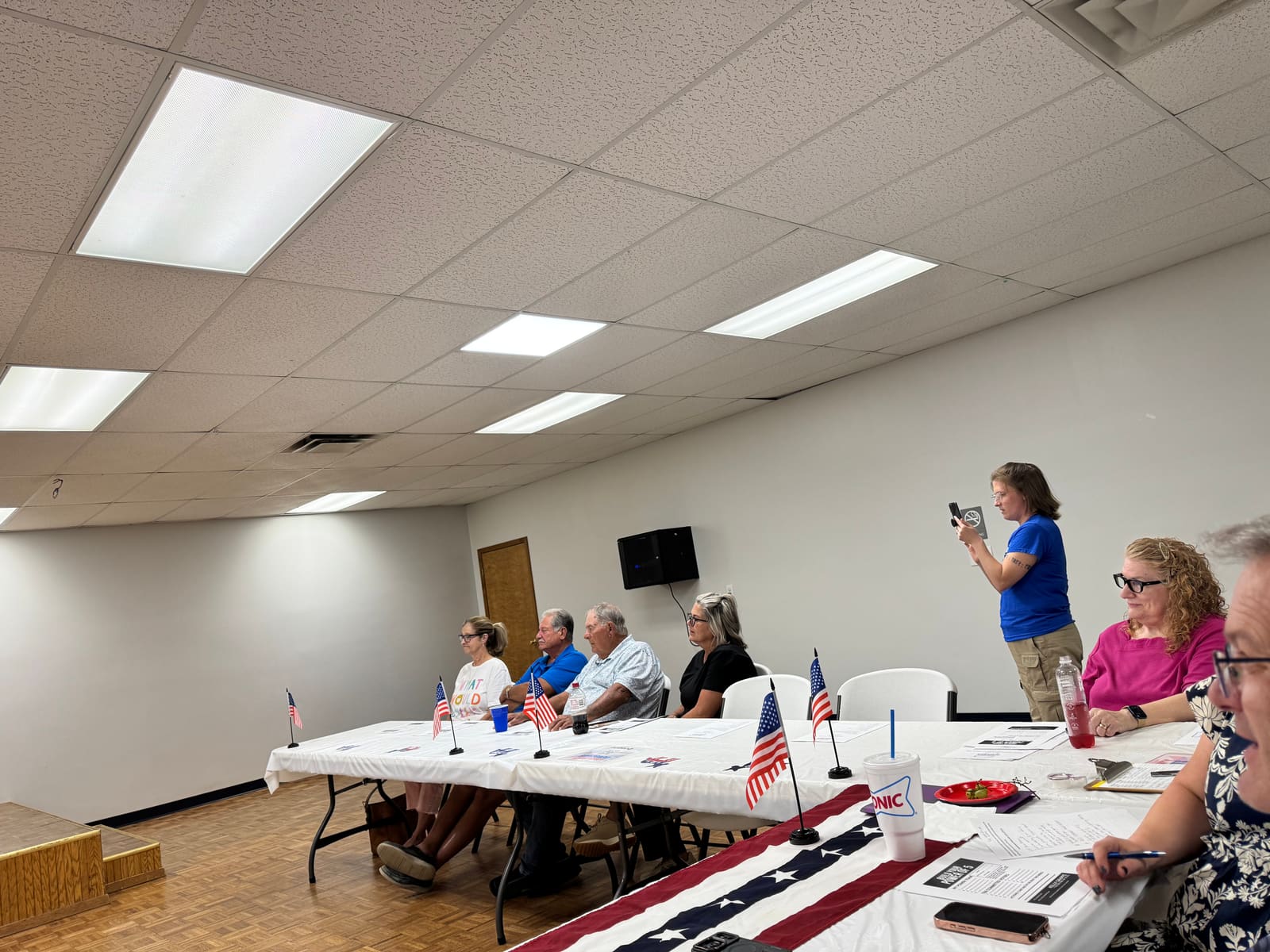 Kelly Grappe, candidate for Arkansas Secretary of State, campaigning in Logan County, Arkansas