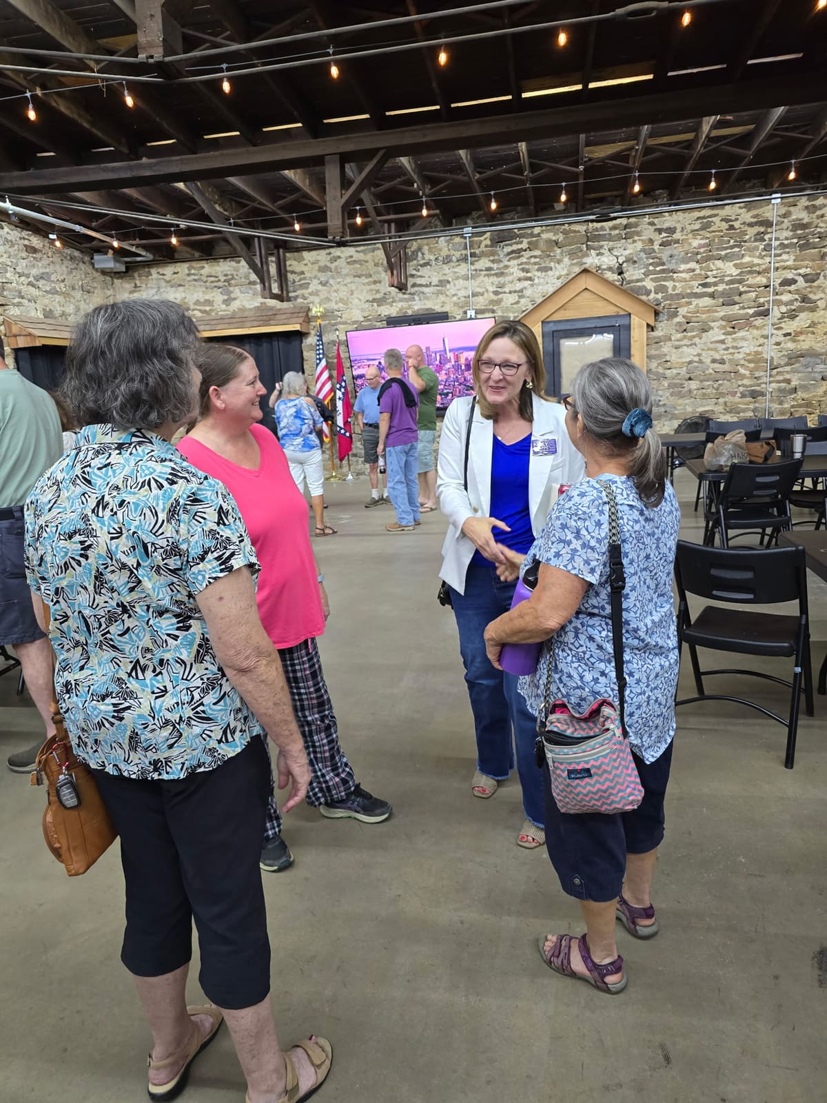 Kelly Grappe in Madison County, Arkansas — campaign photo Kelly Grappe, candidate for Arkansas Secretary of State, campaigning in Madison County, Arkansas