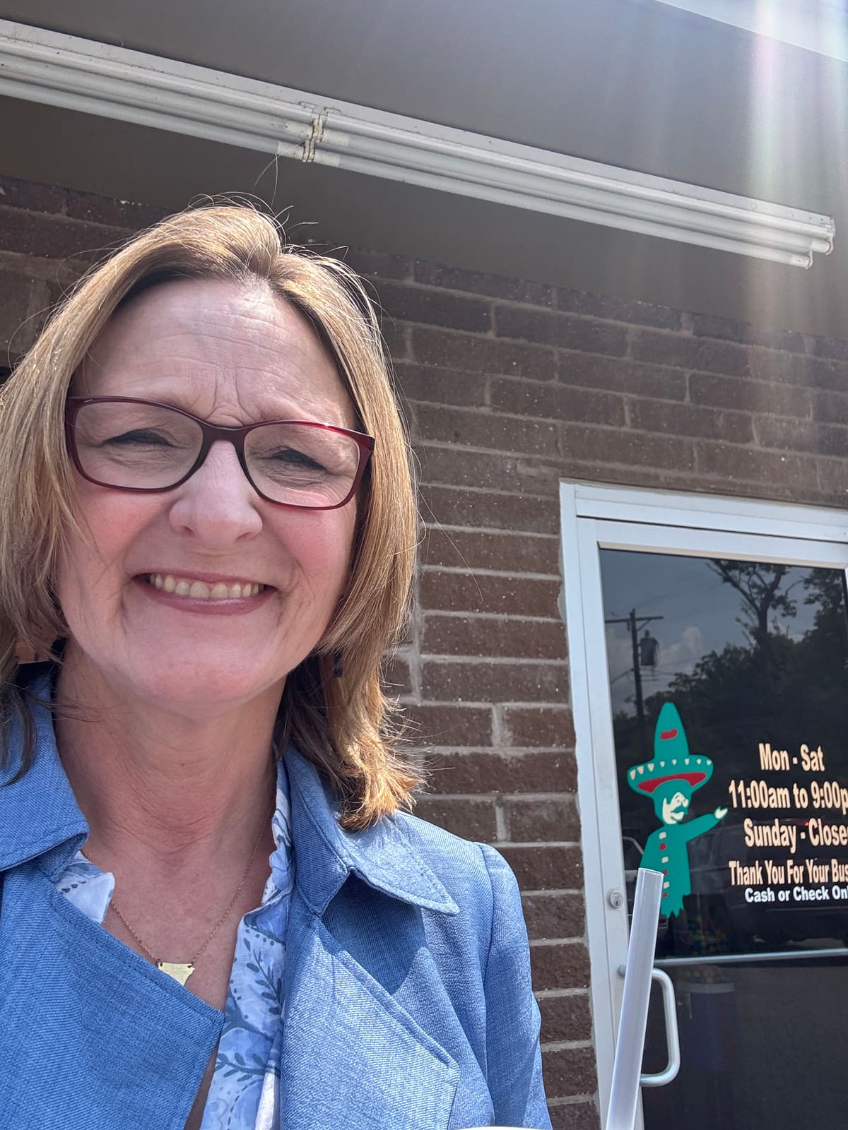 Kelly Grappe in Pope County, Arkansas — campaign photo Kelly Grappe, candidate for Arkansas Secretary of State, campaigning in Pope County, Arkansas