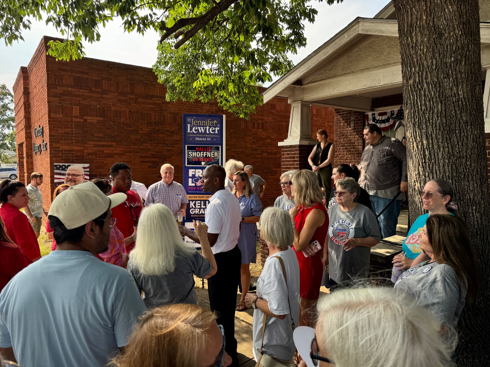 Kelly Grappe, candidate for Arkansas Secretary of State, campaigning in Pope County, Arkansas