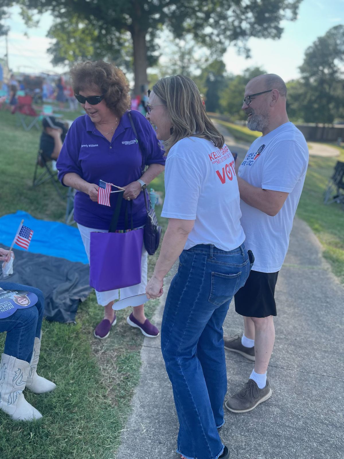 Kelly Grappe in Pulaski County, Arkansas — campaign photo Kelly Grappe, candidate for Arkansas Secretary of State, campaigning in Pulaski County, Arkansas