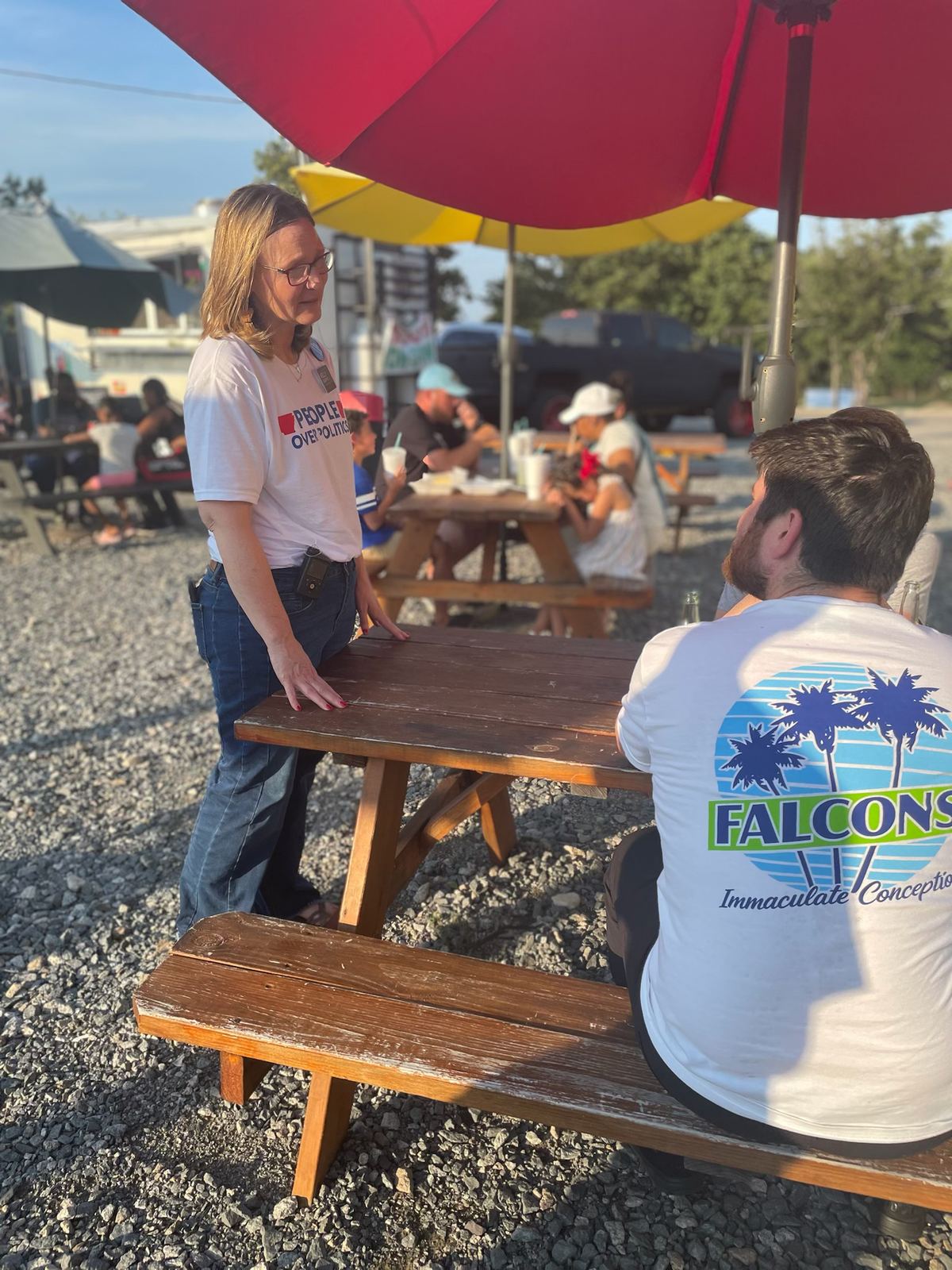 Kelly Grappe in Pulaski County, Arkansas — campaign photo Kelly Grappe, candidate for Arkansas Secretary of State, campaigning in Pulaski County, Arkansas