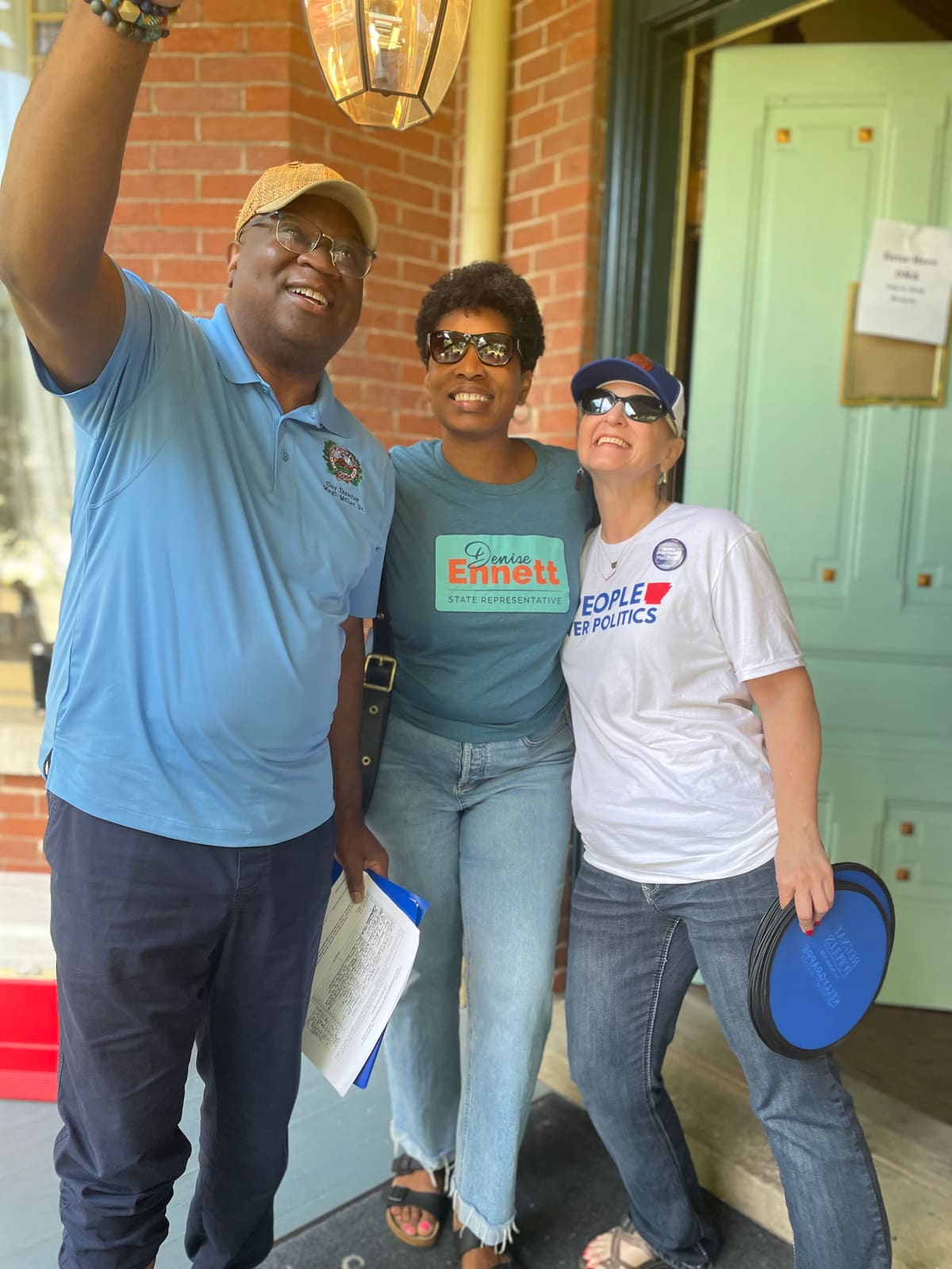 Kelly Grappe in Pulaski County, Arkansas — campaign photo Kelly Grappe, candidate for Arkansas Secretary of State, campaigning in Pulaski County, Arkansas
