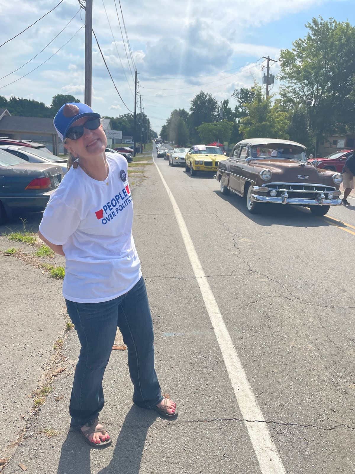 Kelly Grappe in Pulaski County, Arkansas — campaign photo Kelly Grappe, candidate for Arkansas Secretary of State, campaigning in Pulaski County, Arkansas
