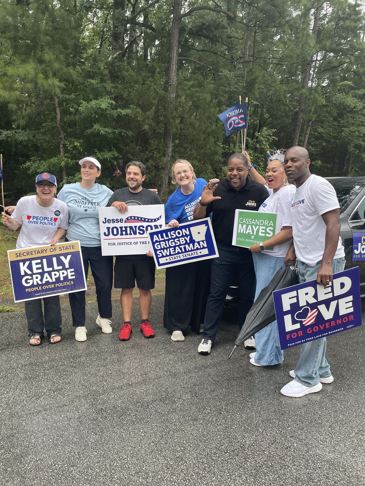 Kelly Grappe in Pulaski County, Arkansas — campaign photo Kelly Grappe, candidate for Arkansas Secretary of State, campaigning in Pulaski County, Arkansas
