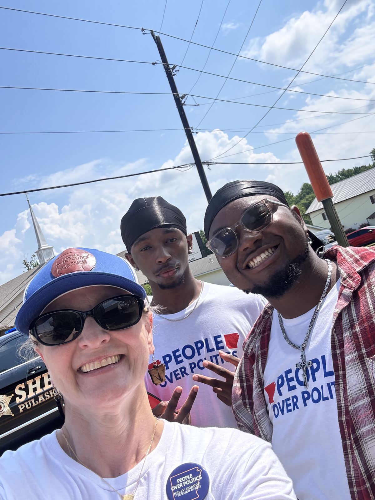 Kelly Grappe in Pulaski County, Arkansas — campaign photo Kelly Grappe, candidate for Arkansas Secretary of State, campaigning in Pulaski County, Arkansas