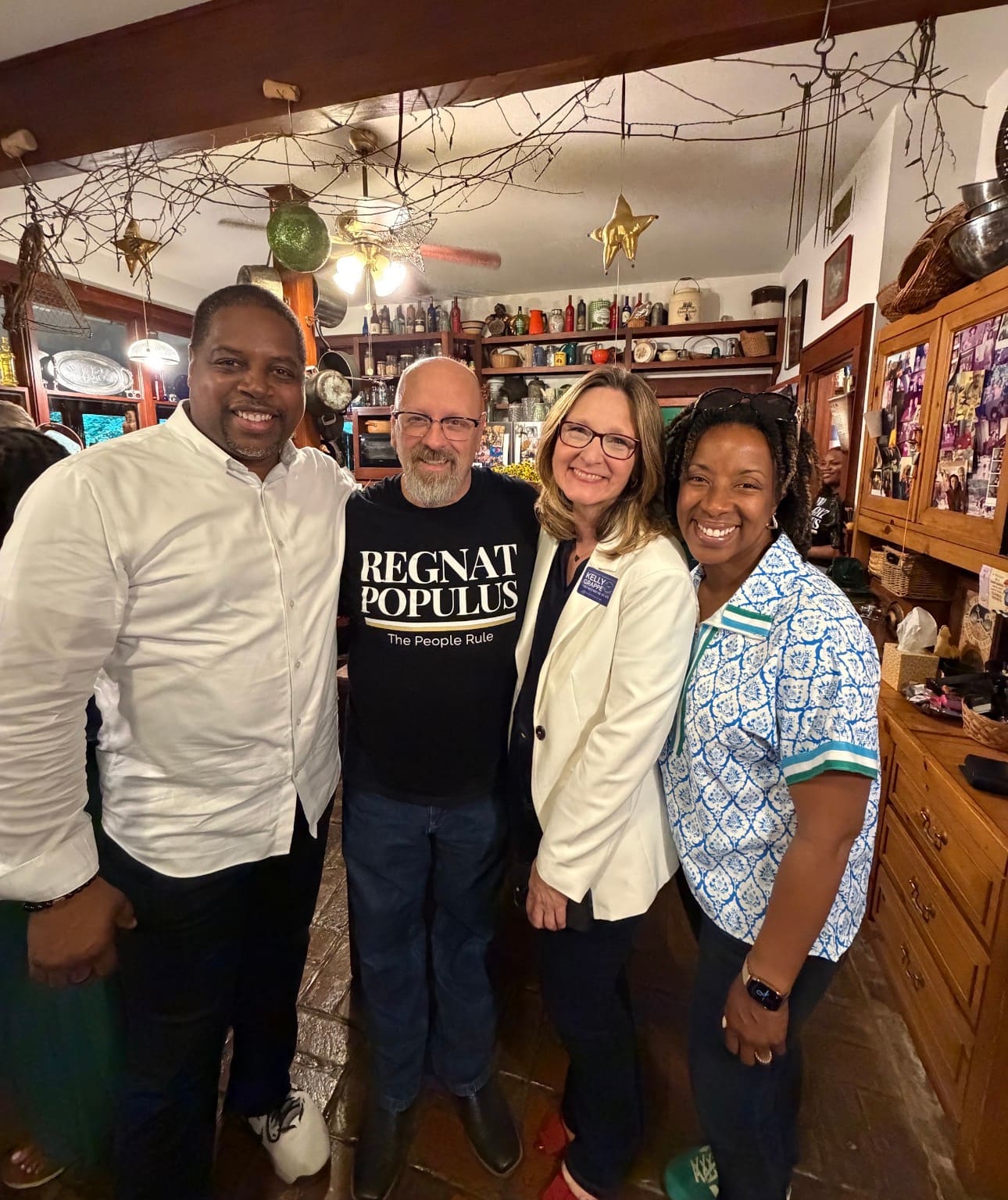 Kelly Grappe in Pulaski County, Arkansas — campaign photo Kelly Grappe, candidate for Arkansas Secretary of State, campaigning in Pulaski County, Arkansas