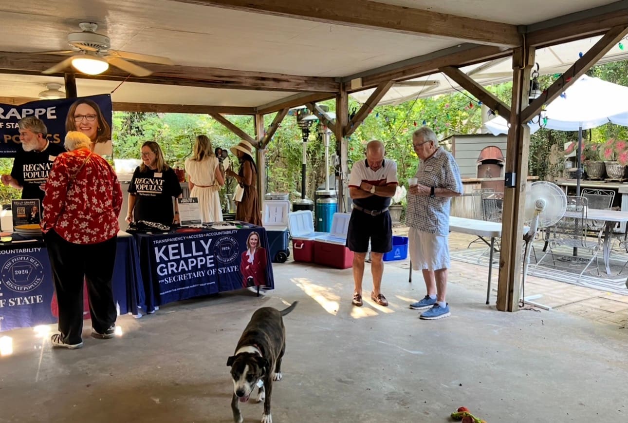 Kelly Grappe in Pulaski County, Arkansas — campaign photo Kelly Grappe, candidate for Arkansas Secretary of State, campaigning in Pulaski County, Arkansas