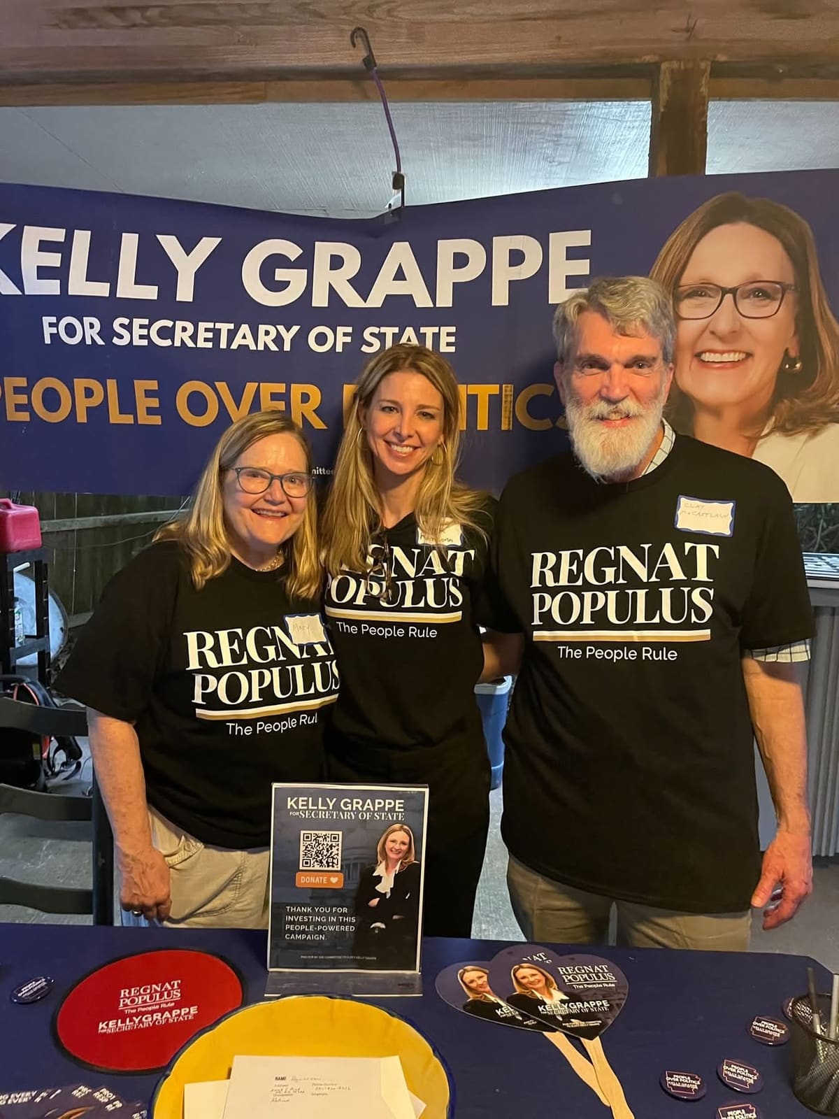 Kelly Grappe in Pulaski County, Arkansas — campaign photo Kelly Grappe, candidate for Arkansas Secretary of State, campaigning in Pulaski County, Arkansas