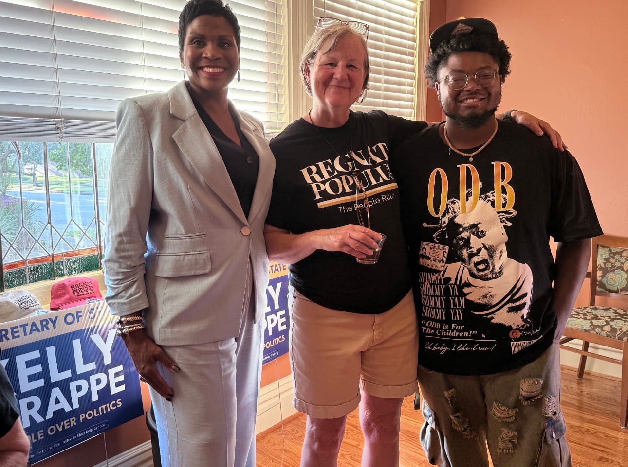 Kelly Grappe in Pulaski County, Arkansas — campaign photo Kelly Grappe, candidate for Arkansas Secretary of State, campaigning in Pulaski County, Arkansas