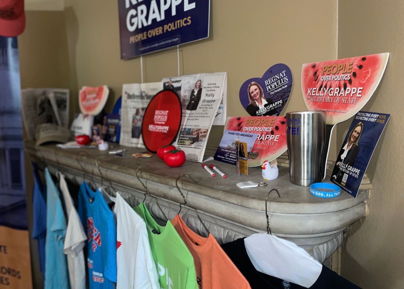 Kelly Grappe in Pulaski County, Arkansas — campaign photo Kelly Grappe, candidate for Arkansas Secretary of State, campaigning in Pulaski County, Arkansas