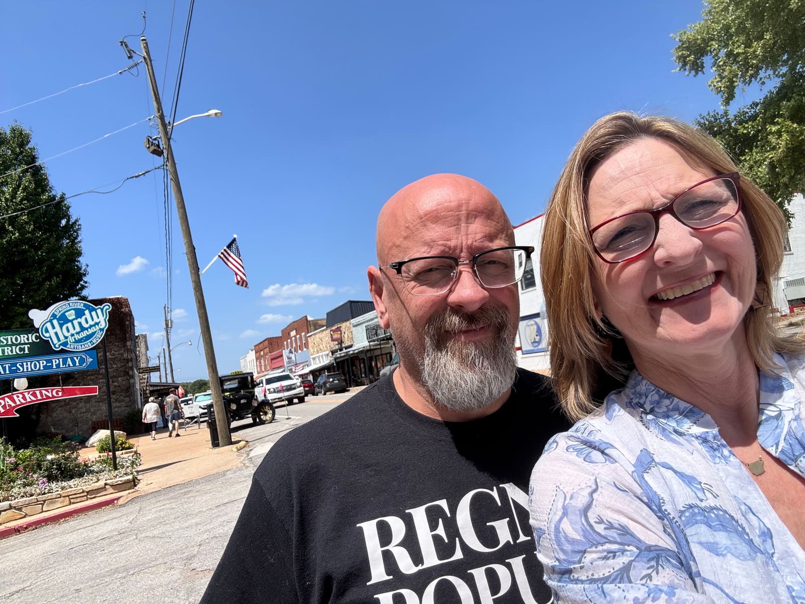 Kelly Grappe in Sharp County, Arkansas — campaign photo Kelly Grappe, candidate for Arkansas Secretary of State, campaigning in Sharp County, Arkansas