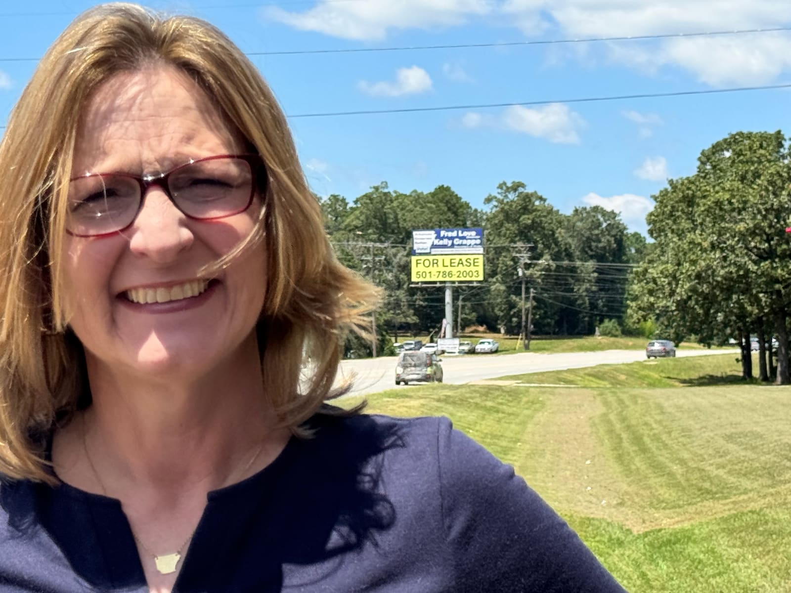 Kelly Grappe in Van Buren County, Arkansas — campaign photo Kelly Grappe, candidate for Arkansas Secretary of State, campaigning in Van Buren County, Arkansas