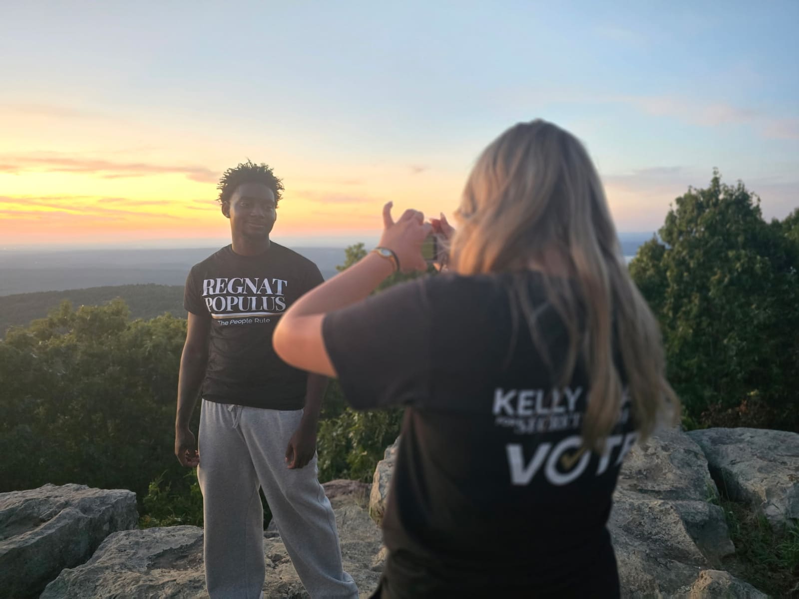 Kelly Grappe in Yell County, Arkansas — campaign photo Kelly Grappe, candidate for Arkansas Secretary of State, campaigning in Yell County, Arkansas