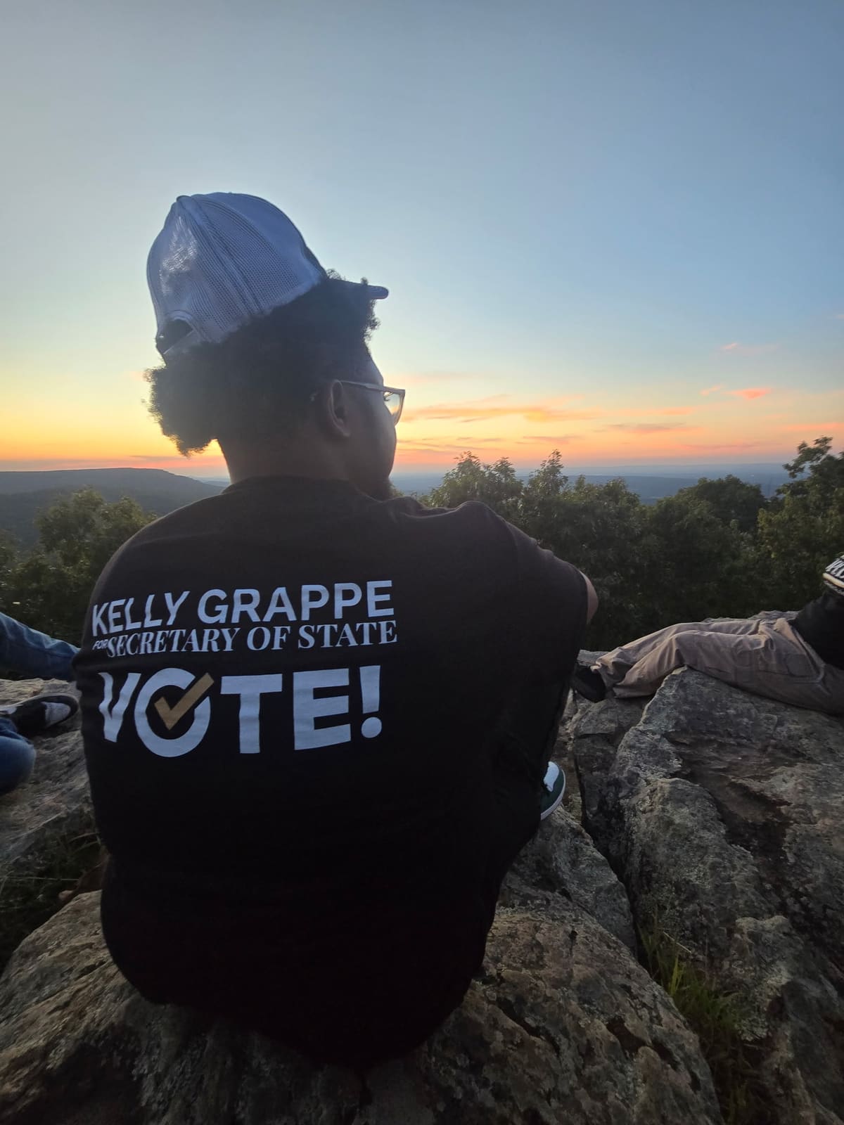 Kelly Grappe in Yell County, Arkansas — campaign photo Kelly Grappe, candidate for Arkansas Secretary of State, campaigning in Yell County, Arkansas