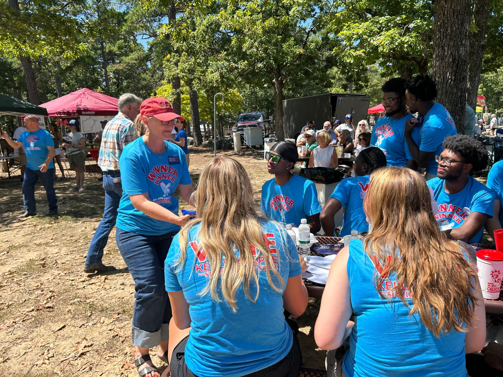 Kelly Grappe in Yell County, Arkansas — campaign photo Kelly Grappe, candidate for Arkansas Secretary of State, campaigning in Yell County, Arkansas